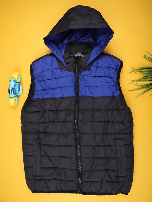 kids color blocked sleeveless hooded quilted jacket - 22170975 - Very Small Image - 1