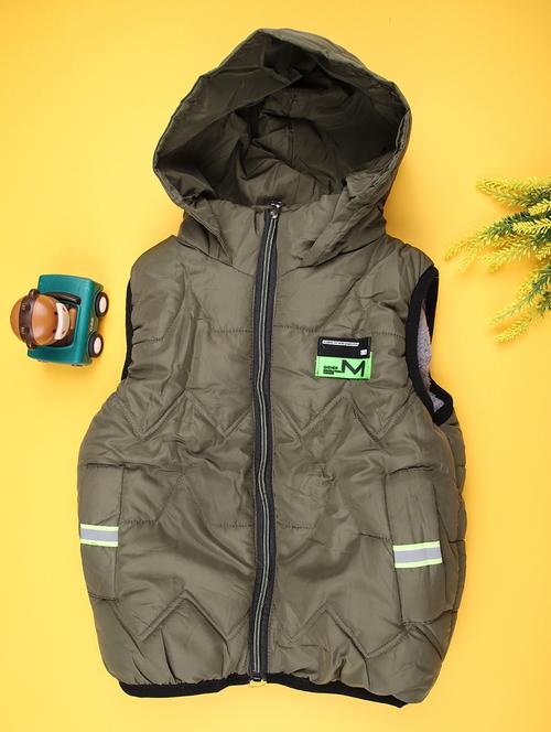 boys solid sleeveless hooded quilted jacket - 22171174 - Very Small Image - 1
