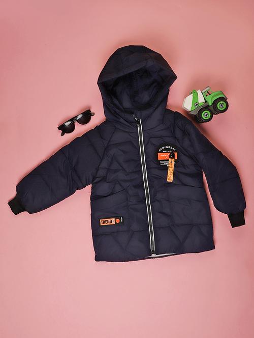 kids solid long sleeve hooded quilted jacket - 22171206 - Very Small Image - 1