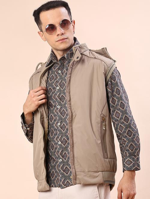 men solid sleeveless lightweight bomber jacket - 22171301 - Very Small Image - 1