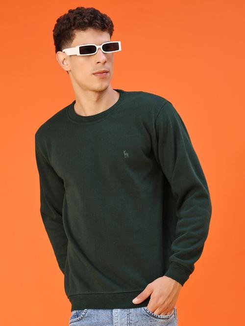 bottle green cotton blend pullover - 22171357 - Very Small Image - 1