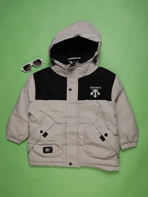 hooded print winter jacket for boys - 22171512 - Very Small Image - 1