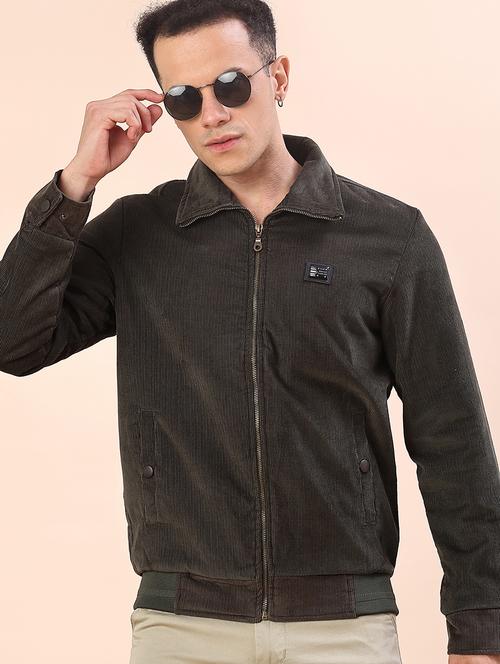 men solid collared long sleeve casual jacket - 22171531 - Very Small Image - 1