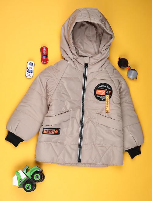 kids solid long sleeve hooded quilted jacket - 22171591 - Very Small Image - 1