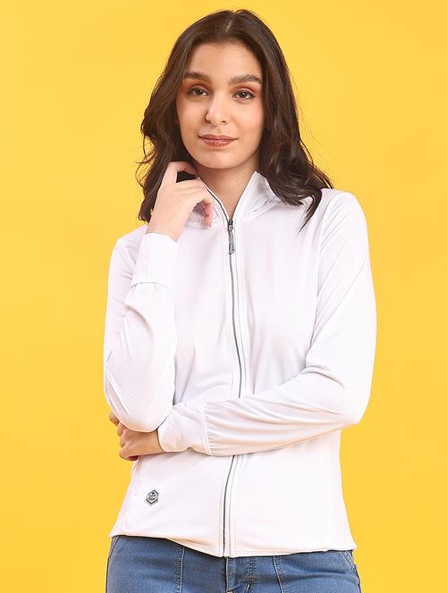 women solid long sleeve hooded jacket - 22171903 - Very Small Image - 1