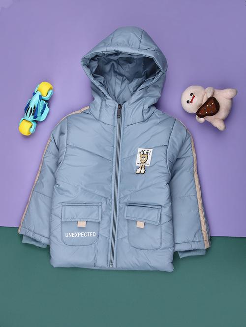 kids solid long sleeve hooded quilted jacket - 22172116 - Very Small Image - 1