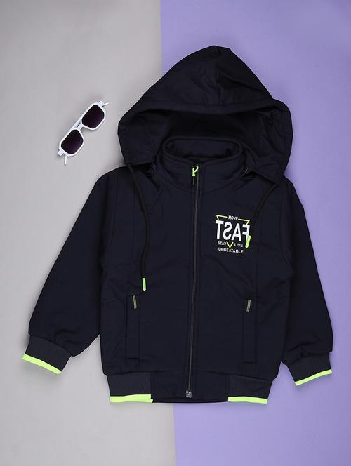 boys navy blue hooded casual jacket - 22172233 - Very Small Image - 1
