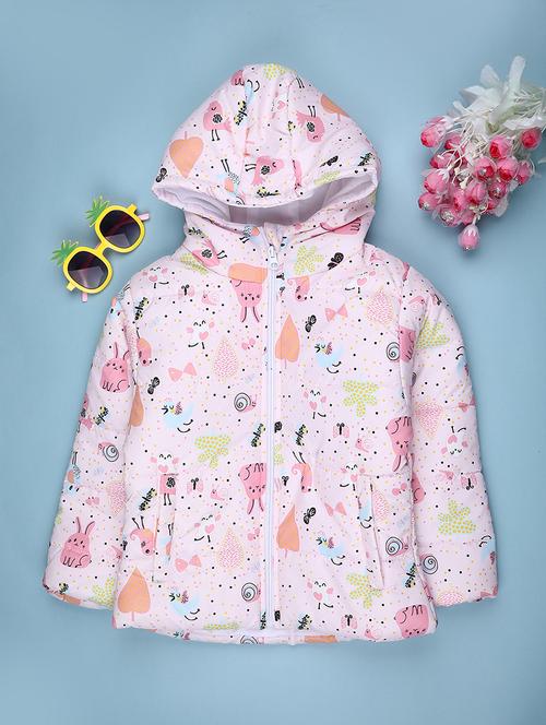 girls printed long sleeve hooded quilted jacket - 22172280 - Very Small Image - 1