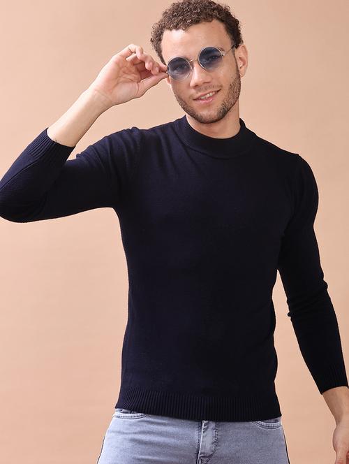 men solid long sleeve slim fit pullover  - 22172300 - Very Small Image - 1
