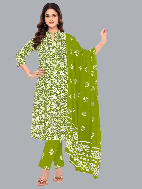 women batik printed three quarter sleeve kurta pant with dupatta set - 22173856 - Very Small Image - 1