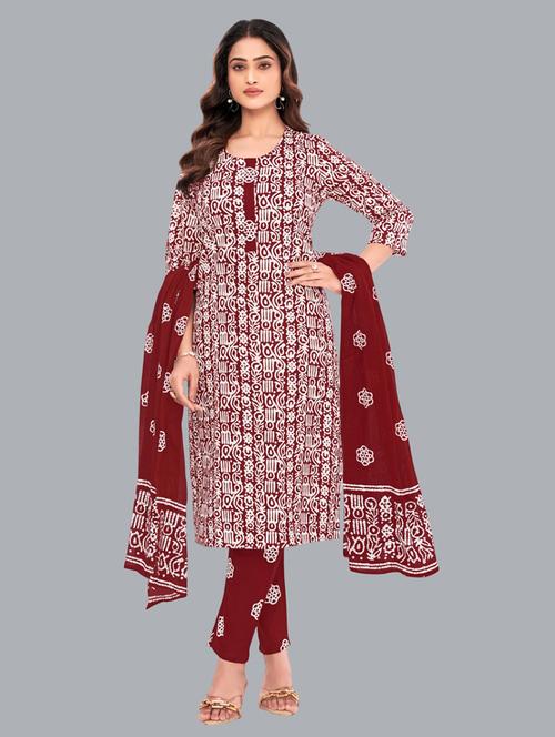 women batik printed three quarter sleeve kurta pant with dupatta set - 22173893 - Very Small Image - 1