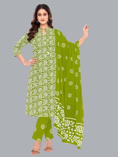 women batik printed three quarter sleeve kurta pant with dupatta set - 22173894 - Very Small Image - 1