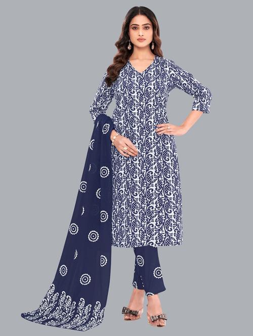 women batik printed three quarter sleeve kurta pant with dupatta set - 22173895 - Very Small Image - 1