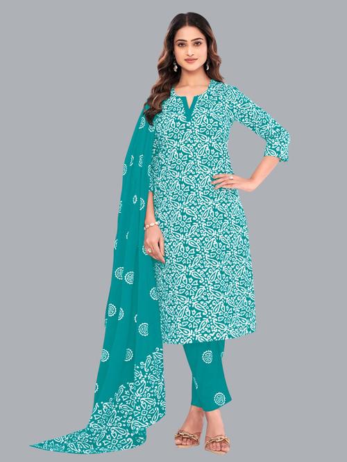 women batik printed three quarter sleeve kurta pant with dupatta set - 22173904 - Very Small Image - 1