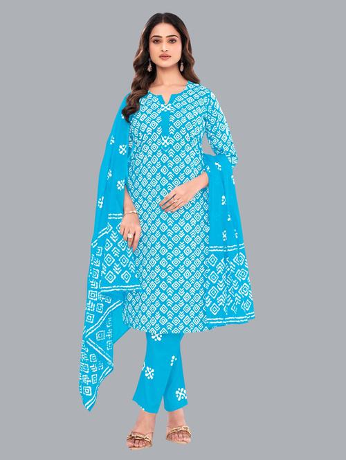 women batik printed three quarter sleeve kurta pant with dupatta set - 22173906 - Very Small Image - 1