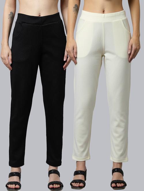 women pack of 2 solid mid rise pants - 22173924 - Very Small Image - 1
