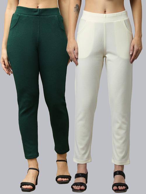 women pack of 2 solid mid rise pants - 22173931 - Very Small Image - 1