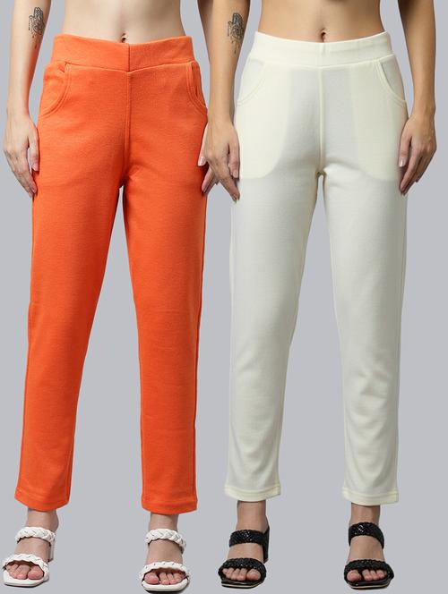 women pack of 2 solid mid rise pants - 22173943 - Very Small Image - 1