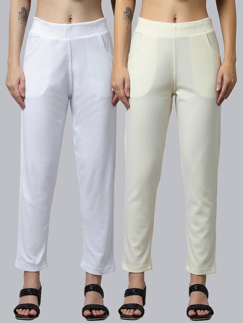 women pack of 2 solid mid rise pants - 22173950 - Very Small Image - 1