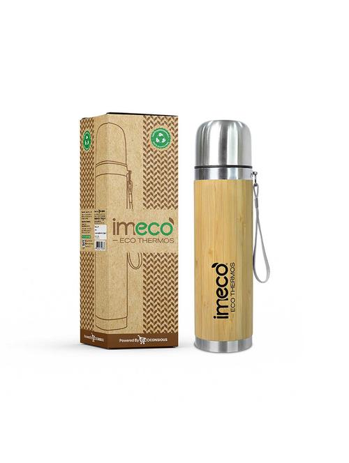 imeco bamboo thermos insulated vacuum flask upto 24 hrs hot & cold 450 ml - 22174116 - Very Small Image - 1