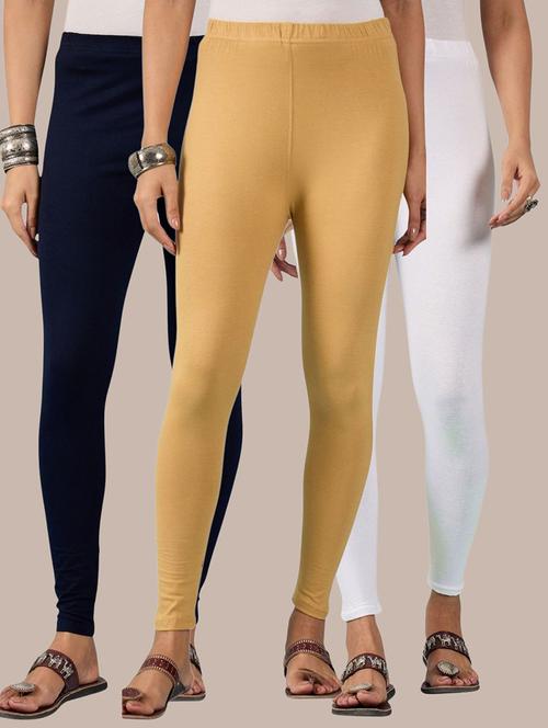 women pack of 3 solid mid rise legging - 22174452 - Very Small Image - 1