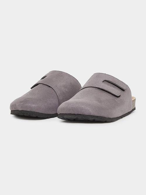 men grey solid slip on mule - 22174765 - Very Small Image - 1