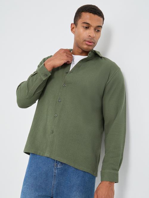 men solid collared long sleeve shirt - 22174795 - Very Small Image - 1