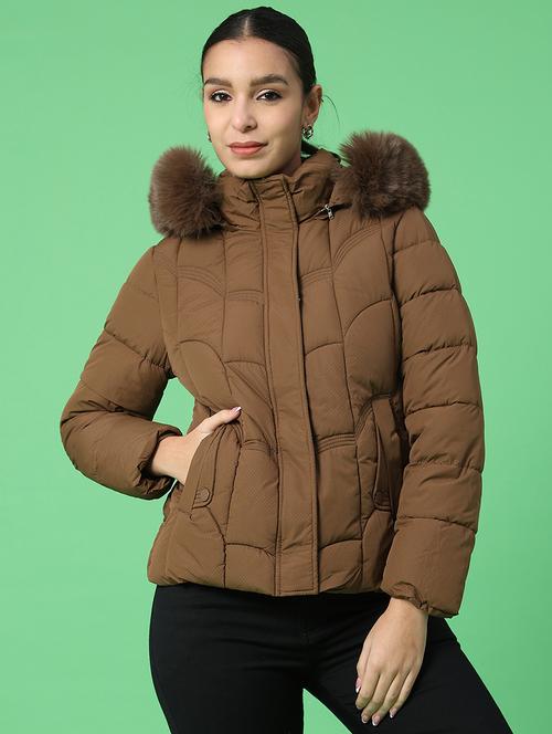 women solid long sleeve puffer jacket - 22175232 - Very Small Image - 1