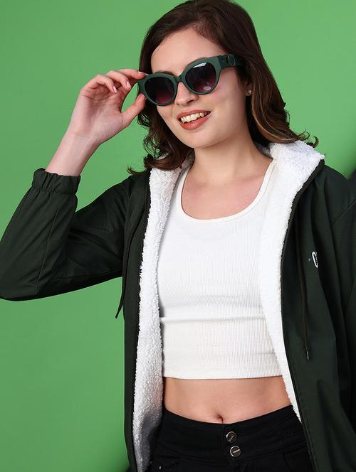 women solid long sleeve hooded regular jacket - 22175337 - Very Small Image - 1