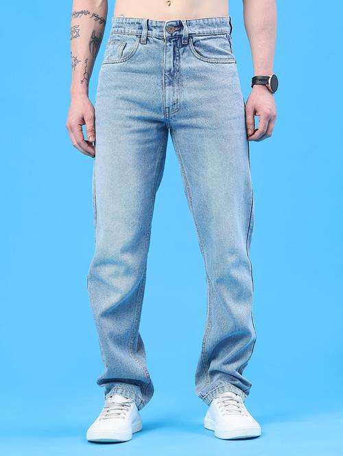 men washed mid rise full length straight jeans - 22176194 - Very Small Image - 1