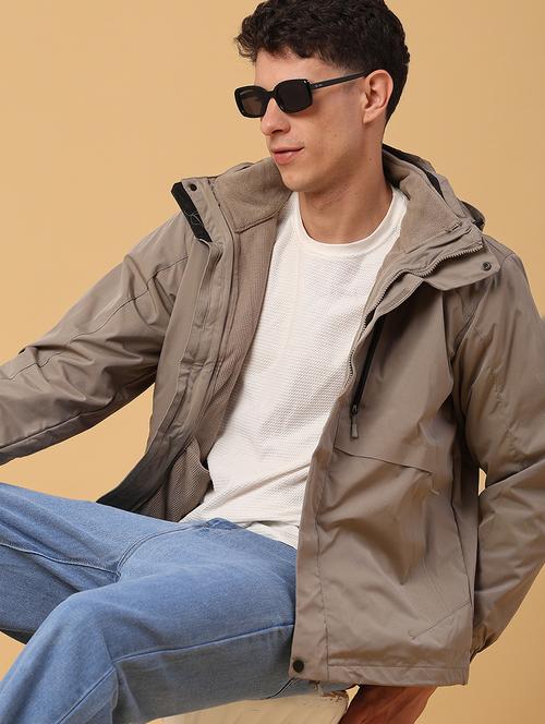 men solid long sleeve hooded puffer jacket - 22176349 - Very Small Image - 1