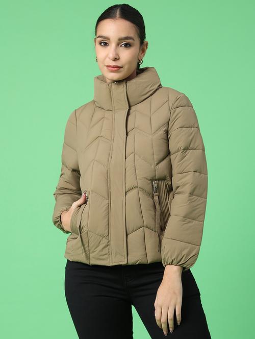 women solid long sleeve puffer jacket - 22176484 - Very Small Image - 1