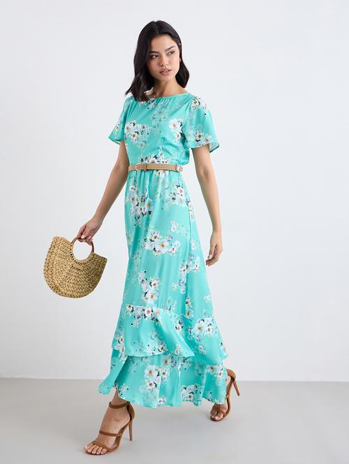 women printed round neck tiered dress - 22176690 - Very Small Image - 1