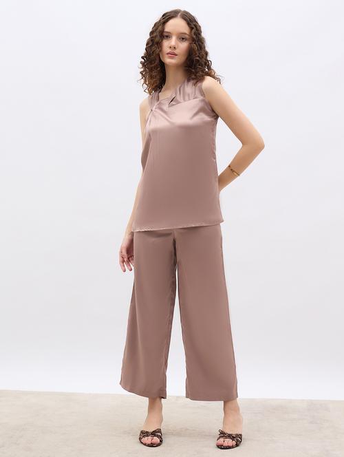 women solid top and trouser co-ord set - 22176787 - Very Small Image - 1