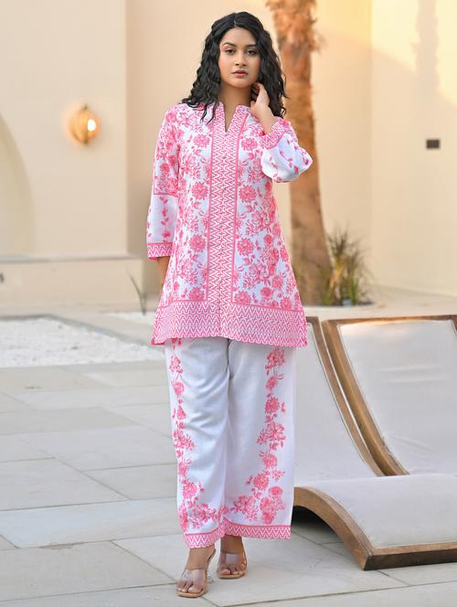 women floral three quarter sleeve regular fit ethnic co-ord set - 22177033 - Very Small Image - 1