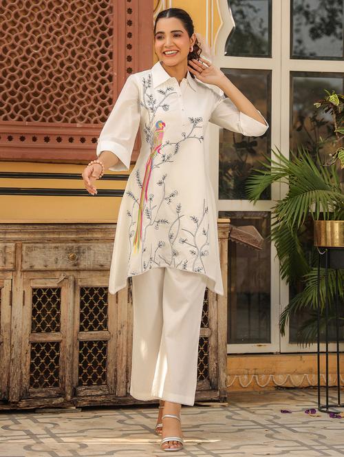 women printed three quarter sleeve kurta pant set - 22177042 - Very Small Image - 1