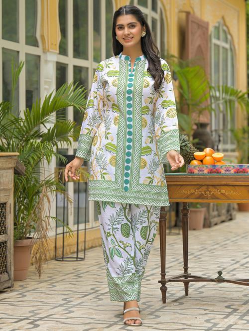 women printed long sleeve regular fit ethnic co-ord set - 22177048 - Very Small Image - 1