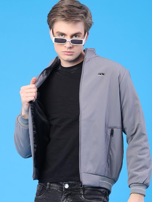 men solid long sleeve insulator bomber jacket - 22177657 - Very Small Image - 1