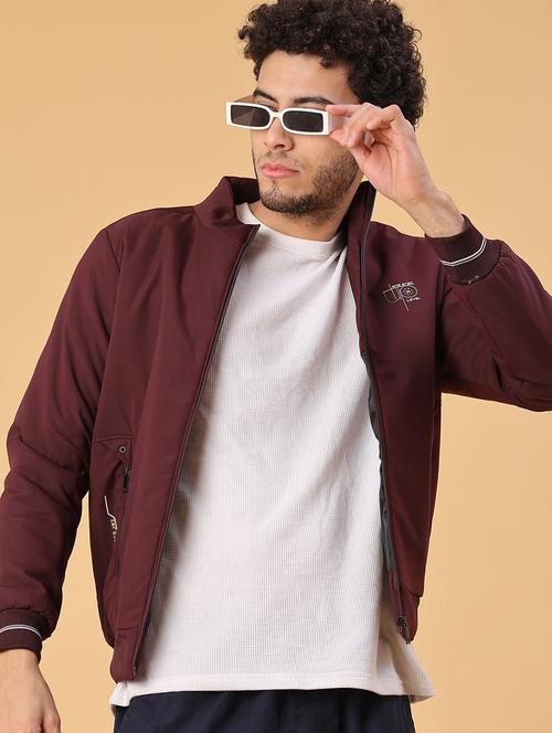 men solid long sleeve insulator bomber jacket - 22177661 - Very Small Image - 1