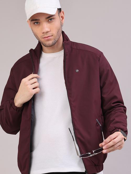men solid long sleeve insulator bomber jacket - 22178052 - Very Small Image - 1