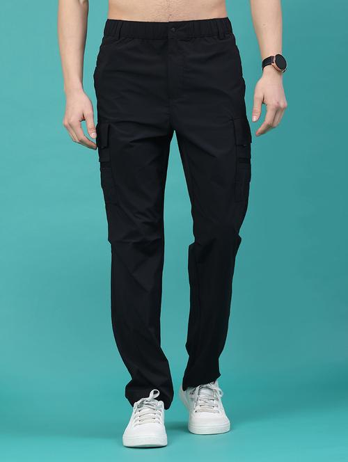 Black Cotton Blend Cargos - 22178176 - Very Small Image - 1