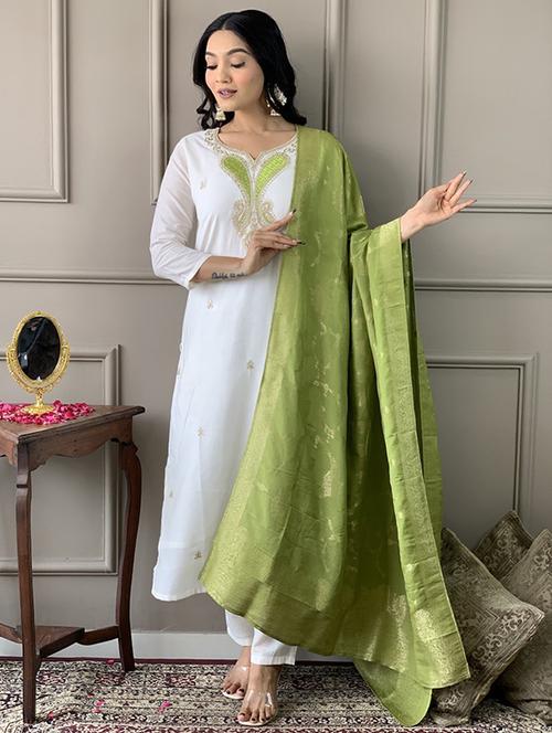 women three quarter sleeve kurta and pant with dupatta  - 22178749 - Very Small Image - 1