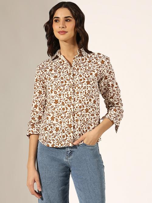 women collared three quarter sleeve regular shirt - 22180100 - Very Small Image - 1