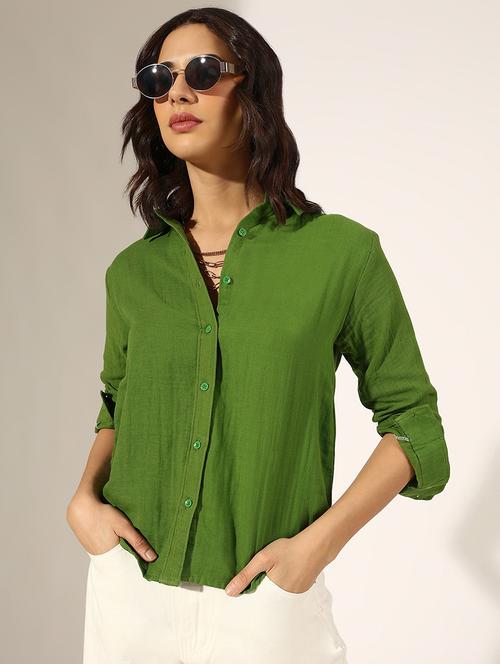 women collared three quarter sleeve regular shirt - 22180102 - Very Small Image - 1