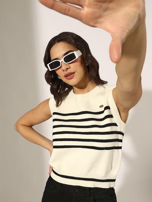 women striped sleeveless vest top - 22180166 - Very Small Image - 1