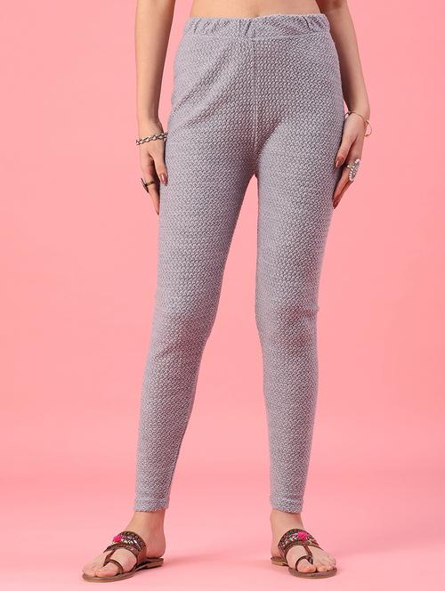 women self design mid rise woolen leggings - 22180738 - Very Small Image - 1