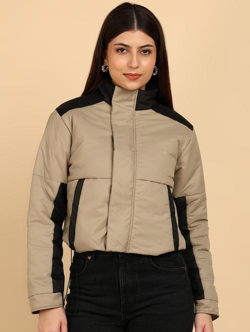 women color blocked long sleeve quilted jacket - 22181119 - Very Small Image - 1