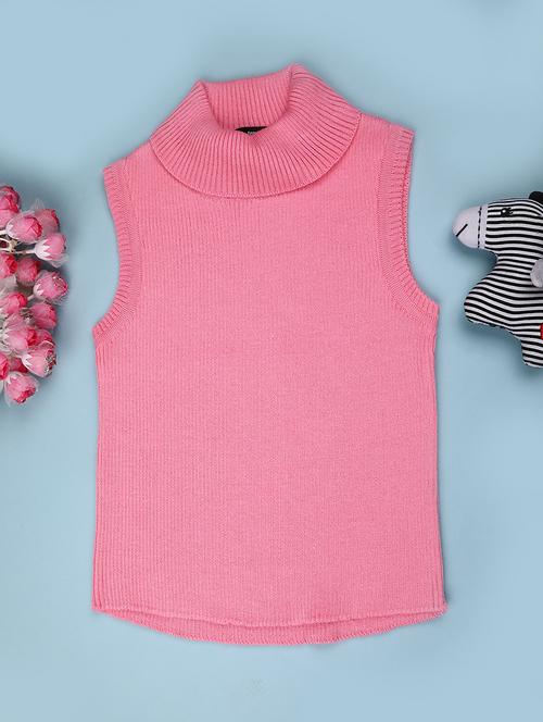 girls solid high neck sleeveless sweater - 22181394 - Very Small Image - 1