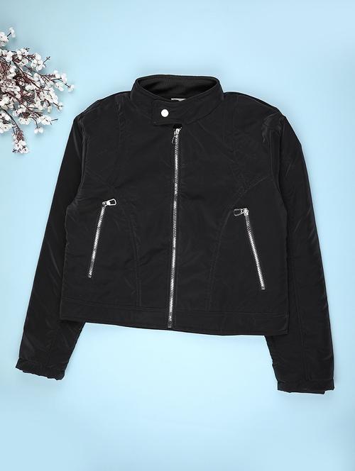 girls solid long sleeve biker jacket - 22181512 - Very Small Image - 1