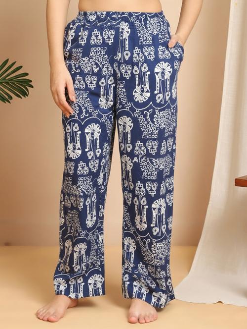 women printed mid rise lounge wear pajama - 22181567 - Very Small Image - 1